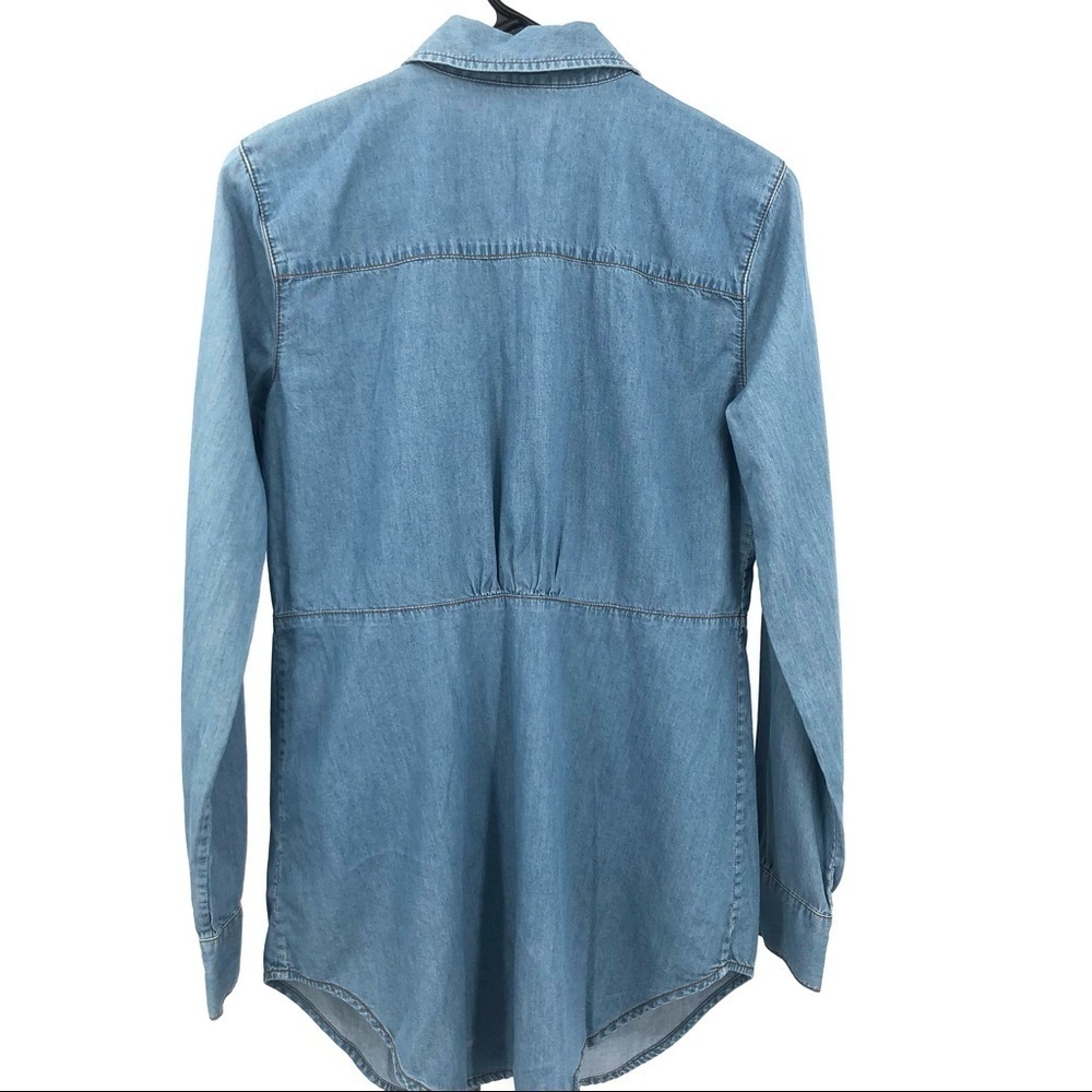 CABI Small Chambray Snap Front Long Sleeve Blouse - Picture 3 of 7